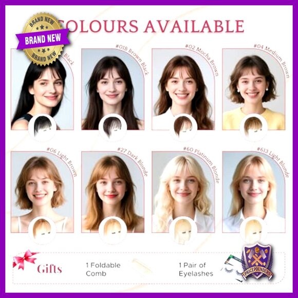 Real Human Hair Clip-In Bangs Wispy Topper 360 Coverage For Thinning Hair - Picture 6 of 6